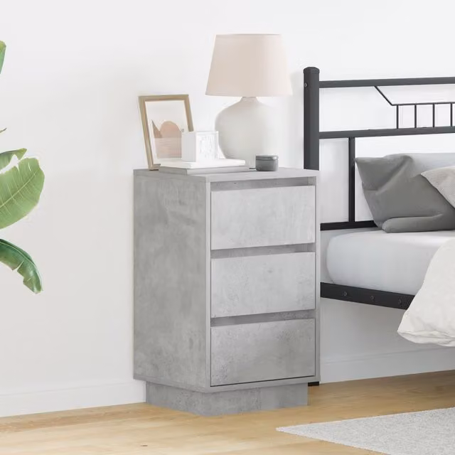 Berkfield Home Modern Bedside Cabinet with Integrated LED Lighting in Matt Concrete Grey, W/D/H: 39 x 34.5 x 65 cm – 1