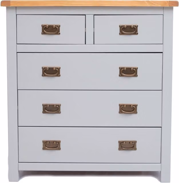 Cabinet Bits Argenta 5 Drawer Chest of Drawers in Light Grey with Gold Handles