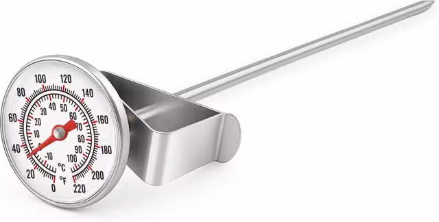 Innoteck Silver Milk Frothing Thermometer with Clip and Analogue Dial, Height: 16 cm