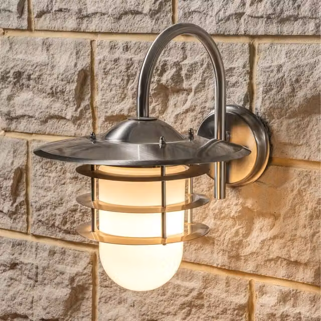 Pacific Lifestyle Retro Fisherman Garden Wall Light in Silver Stainless Steel