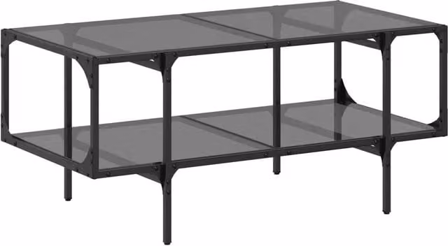 Berkfield Home Modern Rectangular Coffee Table with Black Glossy Glass Top and Steel Frame, W: 98.5 cm, D: 50 cm, H: 45 cm – 1
