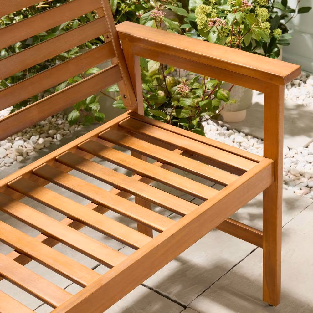 VonHaus Cannes 2 Seater Acacia Wood Garden Bench in Brown and Red, W/D/H: 120 x 58 x 90.5 cm – 4