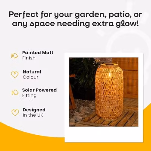 ValueLights Solar Powered Natural Rope Lantern Outdoor Garden Floor Lamp, Brown/Beige, W/D/H: 28.0 x 28.0 x 55.5 cm – 4