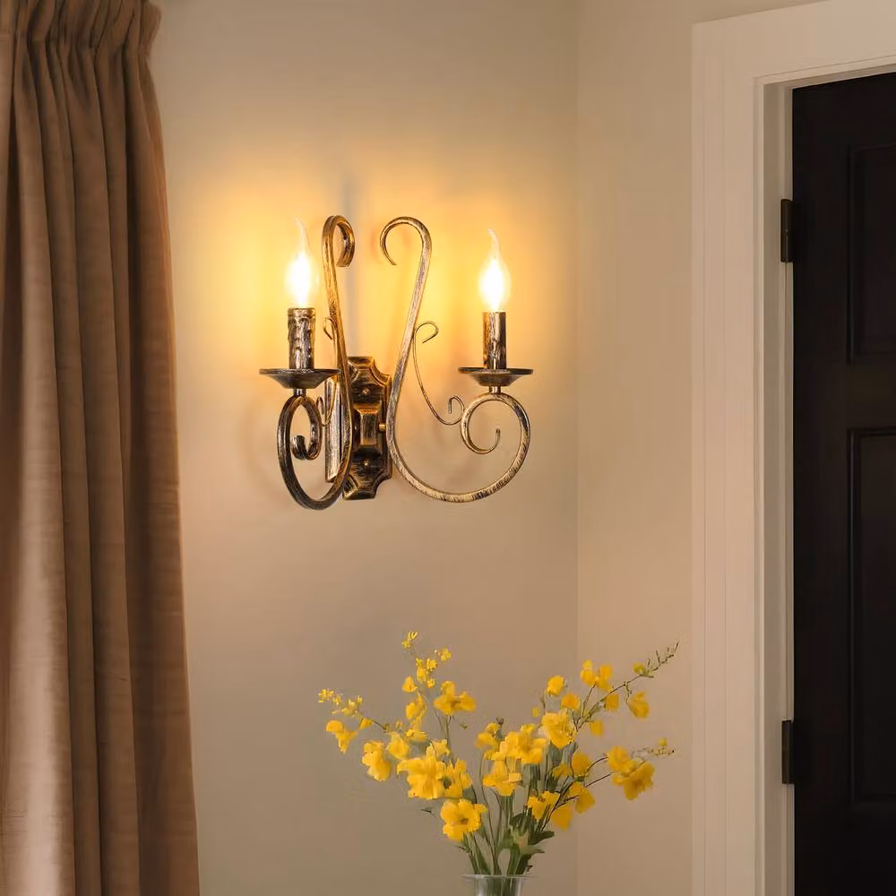 COMELY Rustic Bronze Metal Indoor Wall Lights with E14 Base – 5