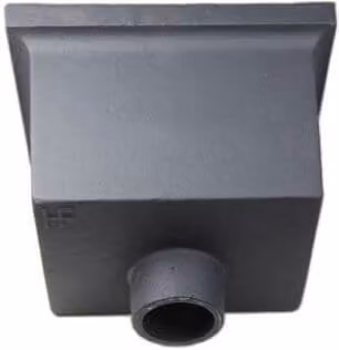 Hargreaves Premier Cast Iron Rectangular Standard Hopper Head with Plain Outlet, Grey Primer, 305mm for 100mm Downpipe