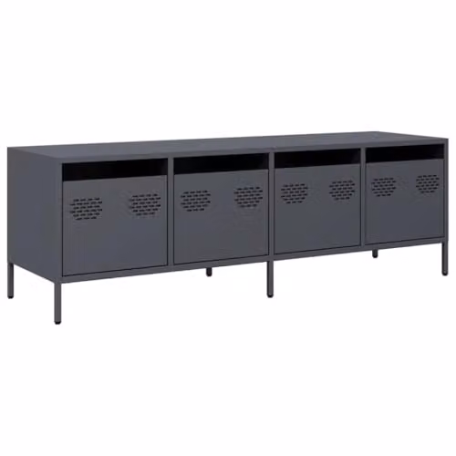 vidaXL Anthracite Industrial TV Cabinet in Matt Metal, W/D/H: 135 x 39 x 43.5 cm