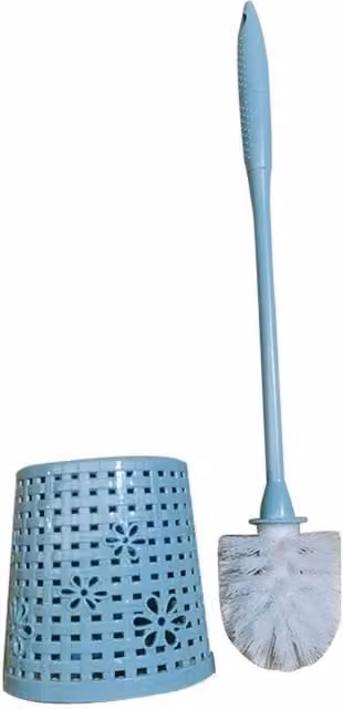 KDMD Plastic Bathroom Toilet Brush with Freestanding Base, Height: 44 cm, Blue/Multicolour – 1