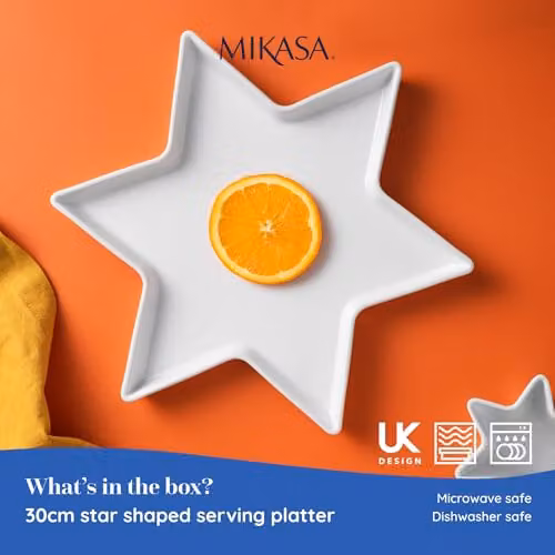 Mikasa Chalk Star Porcelain Serving Platter, White, Diameter: 30 cm – 2