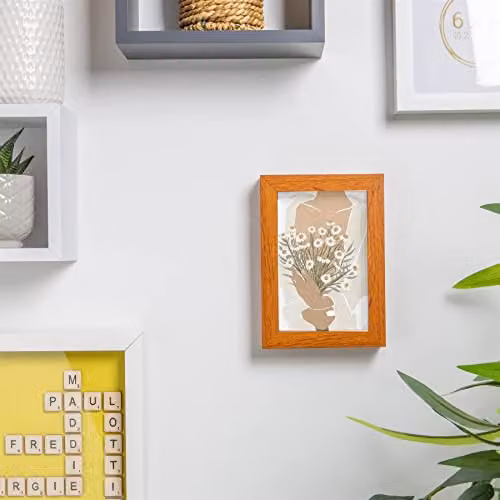 Nicola Spring Modern 3D Shadow Box Photo Frame, Brown, W/D/H: 17.5 x 10 x 12.5 cm – 2