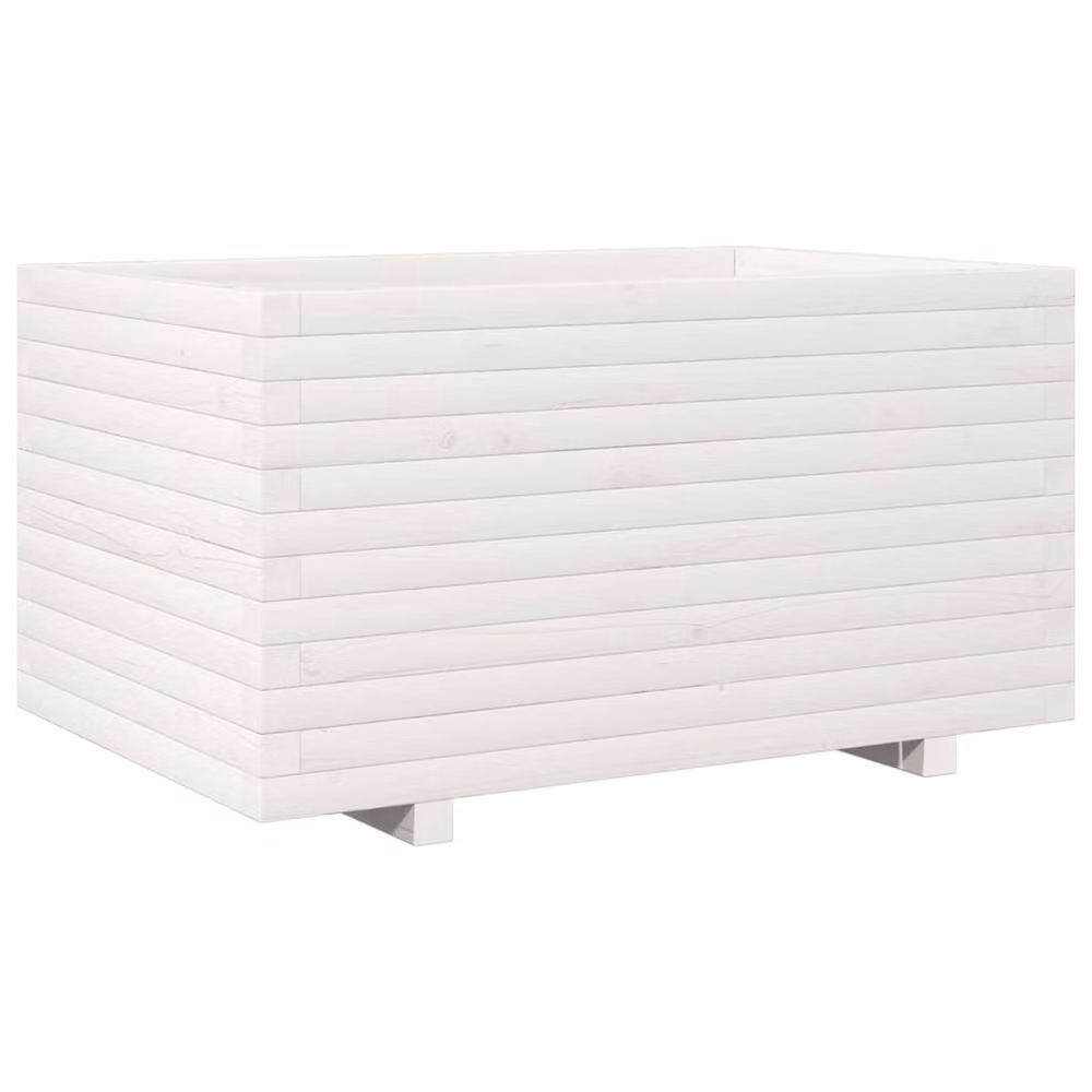 Berkfield Home Decorative White Garden Planter Tub made of Solid Wood, W/D/H: 90 x 60 x 49.5 cm – 2
