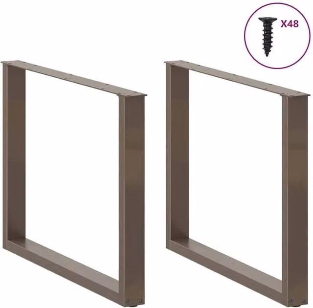 Berkfield Home Modern U-Shaped Coffee Table Legs, 3 Piece Set, Brown Powder-Coated Steel, W: 100 cm, H: 72.5 cm