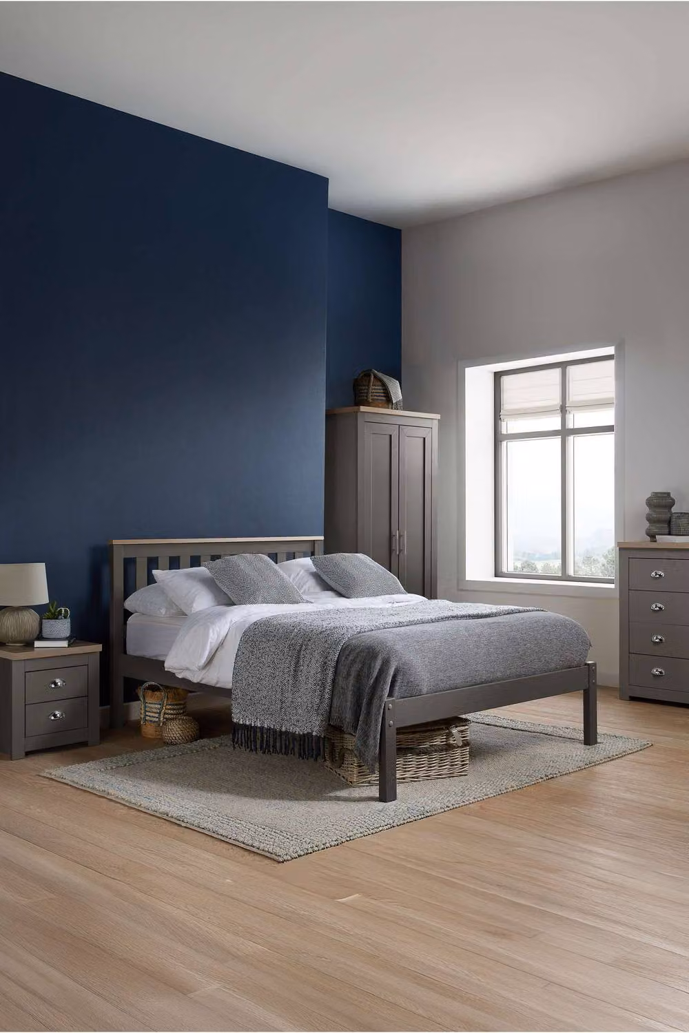 Birlea Highgate Modern 2 Door Wardrobe in Grey and Oak Effect – 3