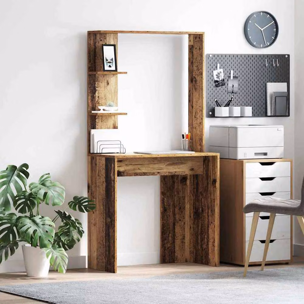 Berkfield Home Brown Reclaimed Solid Wood Writing Desk – 2