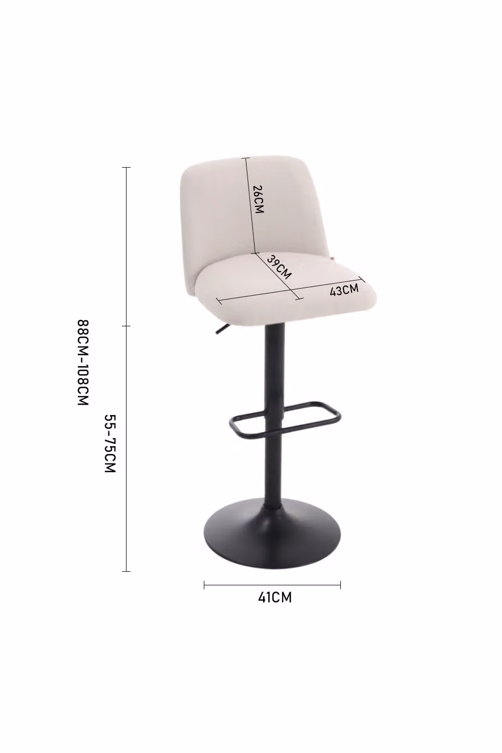 Living and Home Set of 2 Beige Upholstered Linen Swivel Counter Bar Stools with Mid Backrest – 3