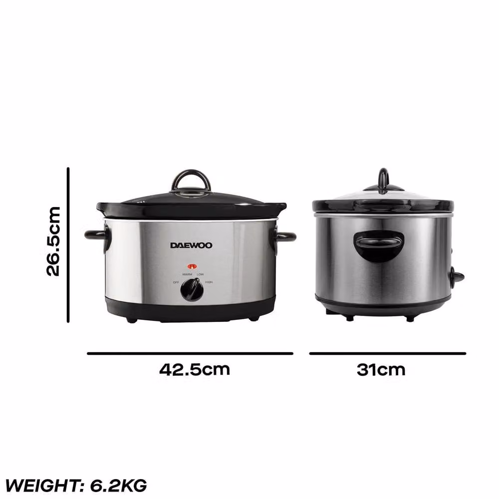 Daewoo 6.5L Stainless Steel Slow Cooker in Silver – 3