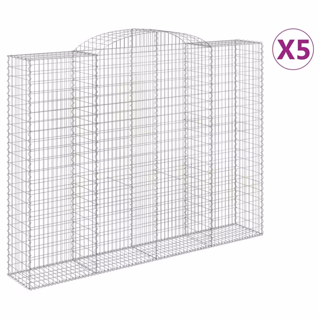 Berkfield Home Arched Gabion Baskets, 5 Piece Set, Silver Galvanised Steel, W: 300 cm, D: 50 cm, H: 220-240 cm – 2
