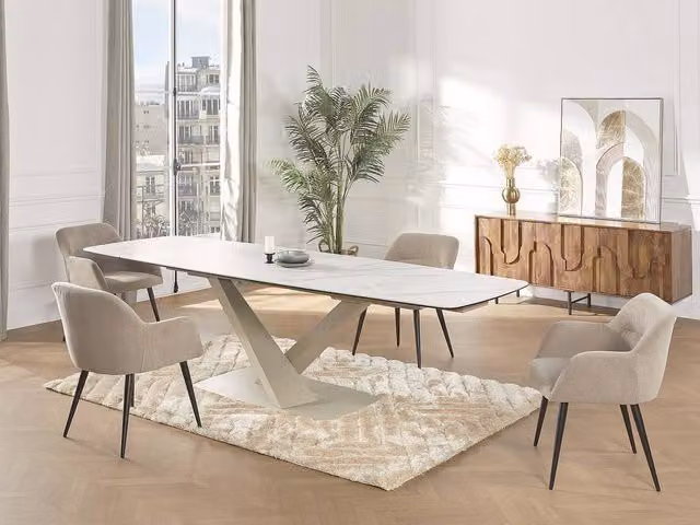 Vente-unique Maze Raised Long Pile Shaggy Rug in Beige, W: 160 cm, D: 230 cm – 1