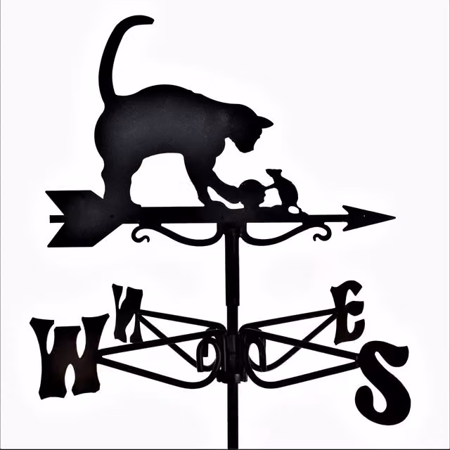 Espira Cat and Mouse Black Mini Metal Weathervane