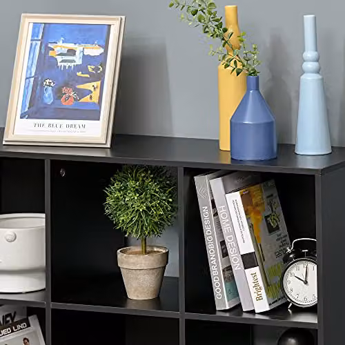 HOMCOM 3-Tier 9-Cube Storage Cabinet and Bookshelf in Black – 8