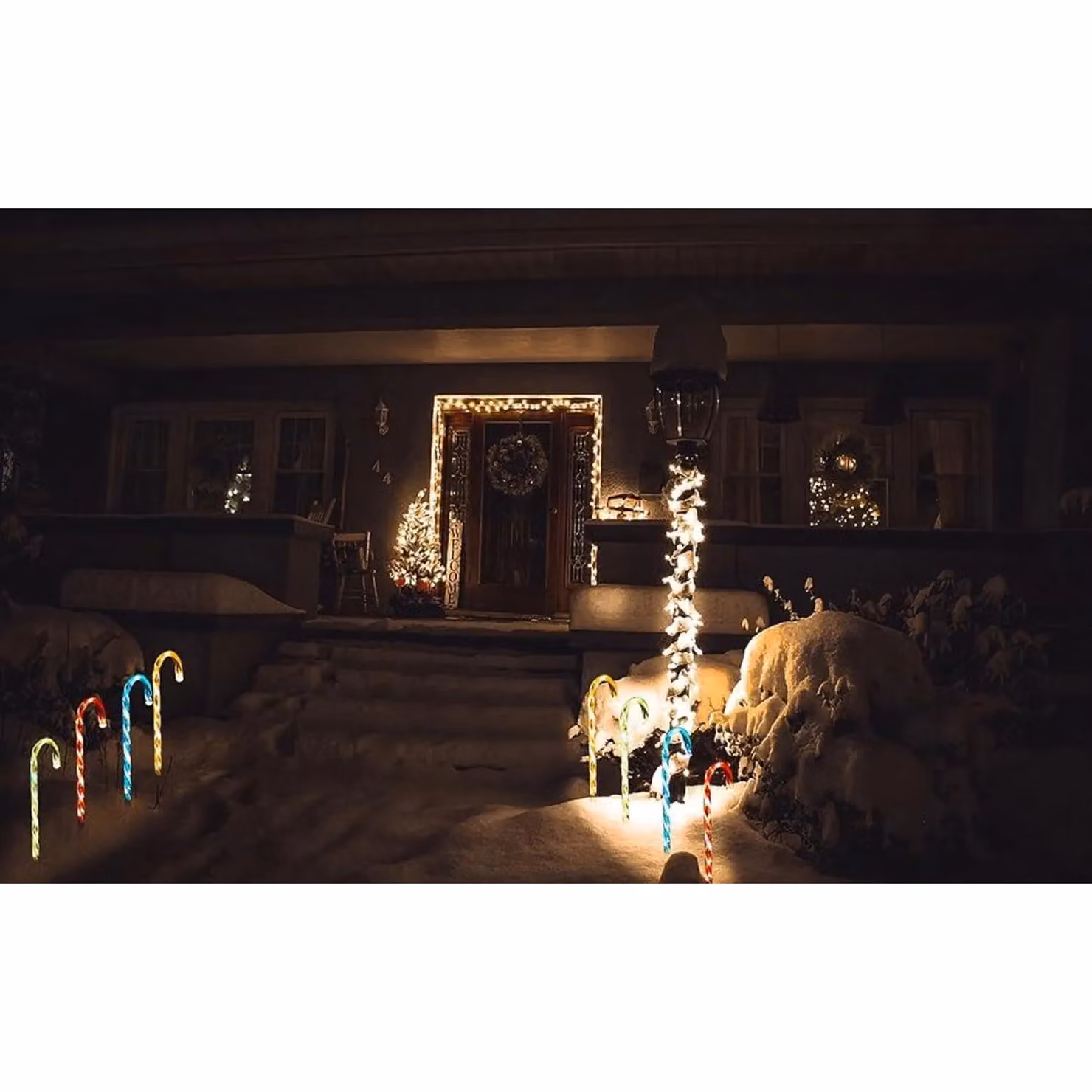 MANTRARAJ 4-Piece Multicolour LED Candy Cane Christmas Outdoor Pathway Garden Lights – 5