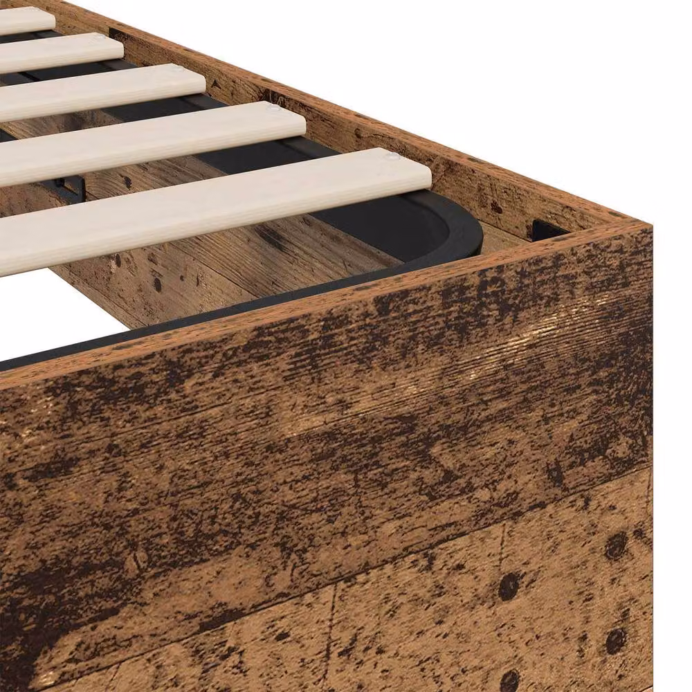 Berkfield Home Ottoman Bed Frame in Brown Old Wood, W/D/H: 90 x 203 x 25 cm – 4
