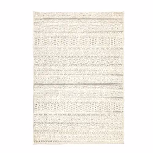 Giza Carpet Origins Atlas Graphic Rectangular Striped Kitchen Rug in Cream and Beige, W: 160 cm, D: 230 cm