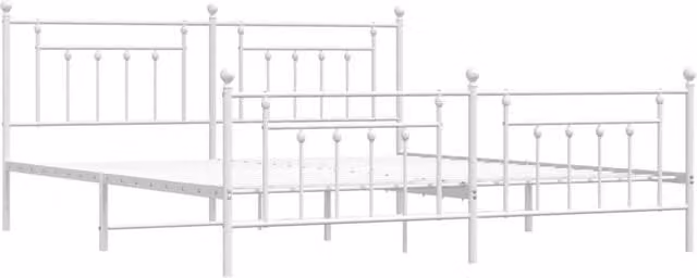 Berkfield Home Metal Bed Frame with Headboard and Footboard in White 200 x 200 cm – 1