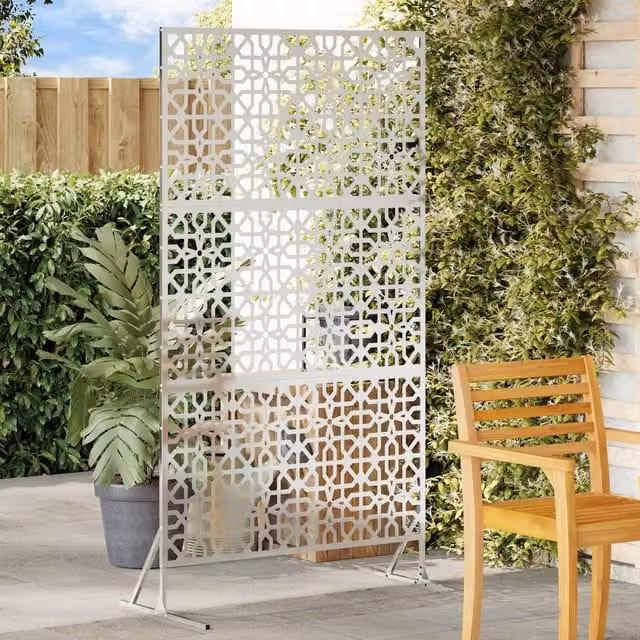 Berkfield Home Rectangular Privacy Screen in Silver Galvanised Steel, W: 100 cm, D: 50 cm, H: 180 cm