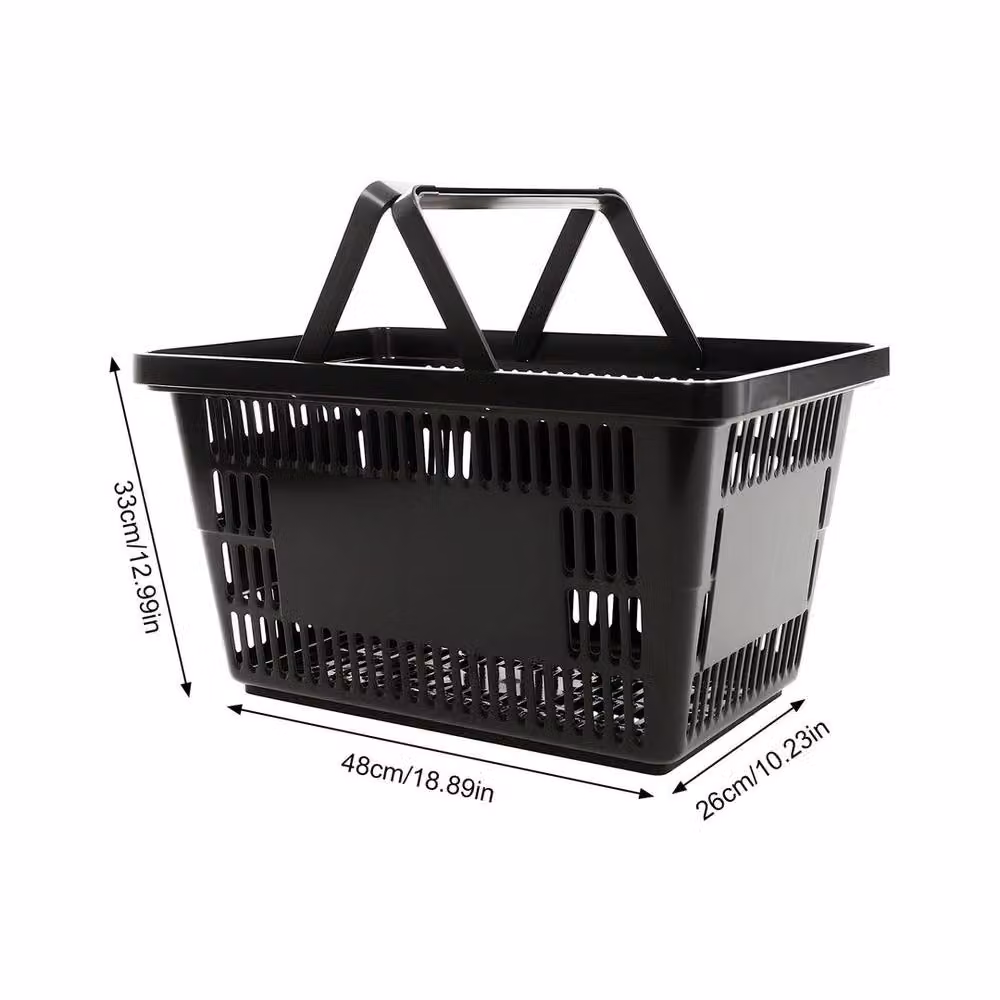 SPETLEK 28L Black Plastic Stackable Slatted Shopping Basket – 2