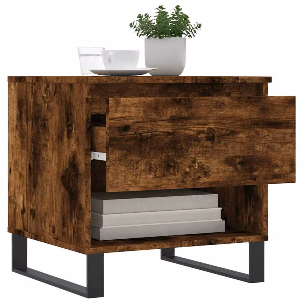 Berkfield Home Modern Nested Coffee Tables, 2 Piece Set, Smoked Oak Brown, W/D/H: 50 x 46 x 50 cm – 3