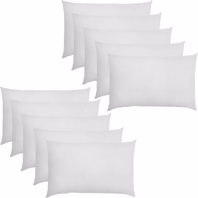 OHS 10 Pack of White Soft Cotton Housewife Pillowcases
