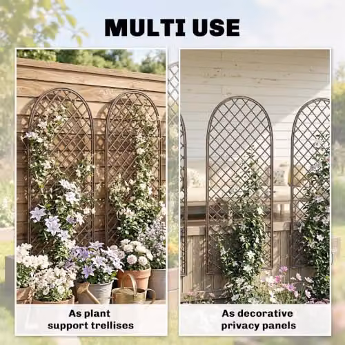 Outsunny Decorative Garden Trellis with Dome Top for Climbing Plants, Brown Wood Finish – 6