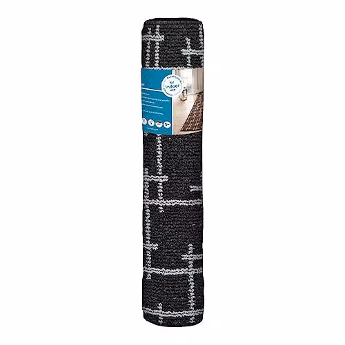 JVL Vector Machine Washable Latex Backed Runner Doormat with Criss-cross Design, Black, W: 57 cm, L: 150 cm – 6