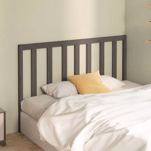 Berkfield Home Beautiful Bed Headboard in Grey Solid Pine Wood, W: 141 cm, D: 4 cm, H: 100 cm – 1