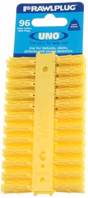 Rawlplug Universal Plastic Wall Plugs, Yellow, Pack of 96