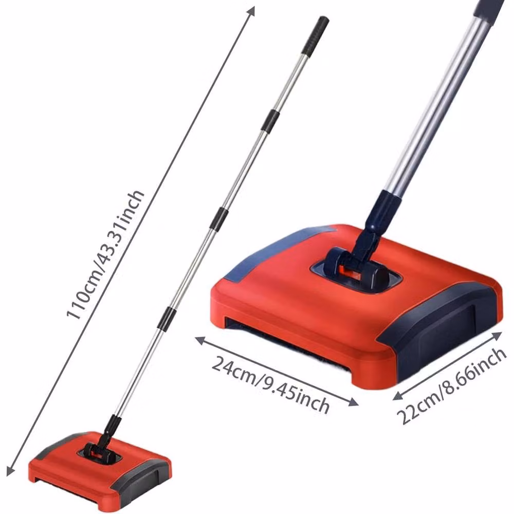 FLAVORA Manual Carpet Sweeper Floor Sweeper Brush in Red – 2