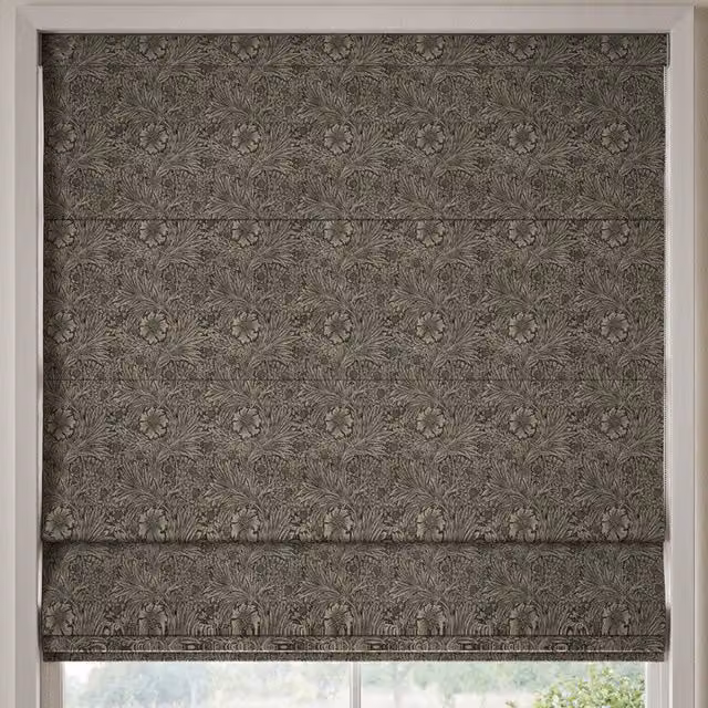 William Morris At Home Marigold Floral Velvet Made to Measure Roman Blind in Yellow, Grey and Brown