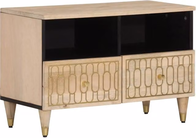 Berkfield Home Solid Mango Wood TV Cabinet in Brown, W/D/H: 70 x 33 x 46 cm – 1