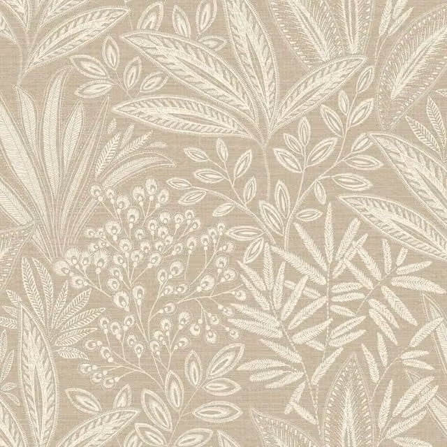 Crown Sahara Leaf Botanical Floral Wallpaper in Beige and Sand – 1