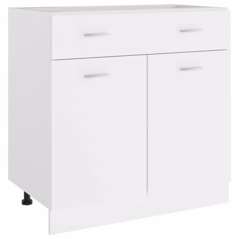 Berkfield Home White Modern Kitchen Cabinet with Drawer, W/D/H: 80 x 46 x 81.5 cm