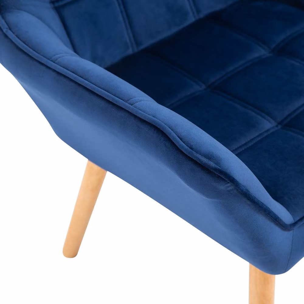 STILVORA Blue Velvet Armchair with Metal Frame and Armrests – 7