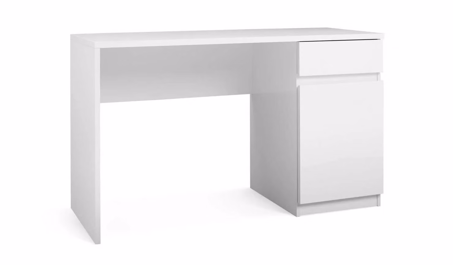 Jenson Modern White Gloss Writing Desk with 1 Drawer W/D/H: 120 x 45 x 75.5 cm