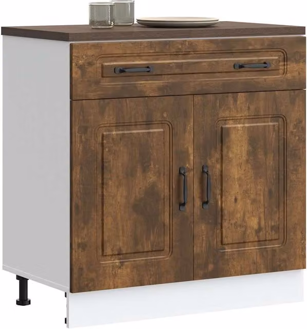 Berkfield Home Kalmar Kitchen Base Cabinet in Smoked Oak Brown Engineered Wood – 1