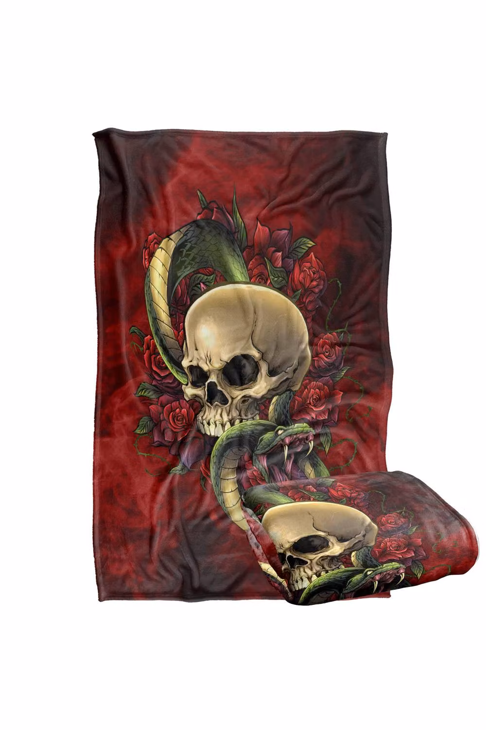 JQ Licensing Brian Allen Skull Snake and Roses Super Soft Silky Touch Fleece Throw Blanket, Multicolour, W/D/H: 91 x 147 cm – 6