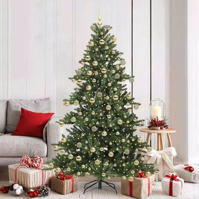 Berkfield Home Artificial Hinged Christmas Tree with 300 LEDs, Green, Height: 180 cm – 1
