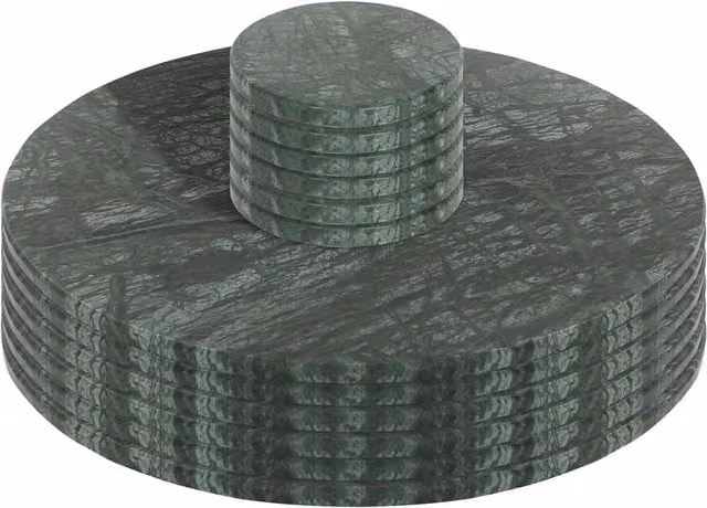 Argon Tableware Round Green Marble Placemats and Coasters Set – 1
