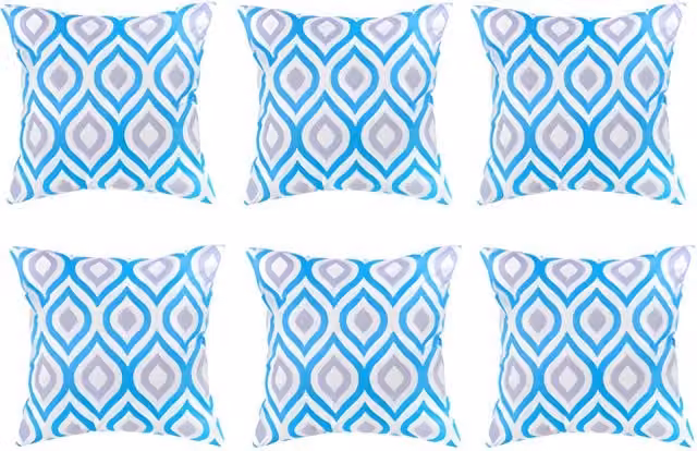 Gardenista Blue and Grey Graphic Printed Square Outdoor Garden Scatter Cushion