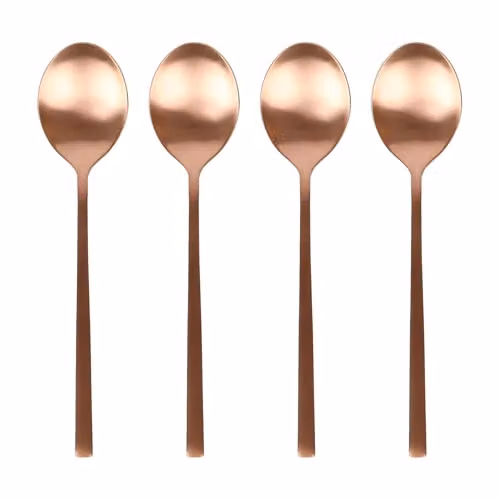 Argon Tableware Set of 4 Stainless Steel Dessert Spoons in Copper Finish – 1