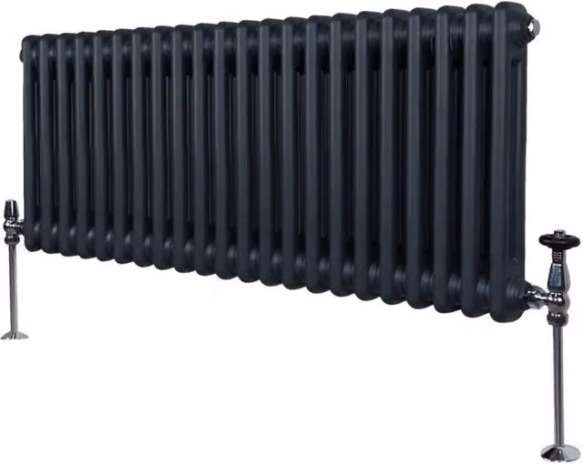 Monstershop Traditional 2 Column Steel Radiator in Anthracite Grey, H 101.2 cm x W 30 cm x D 7 cm