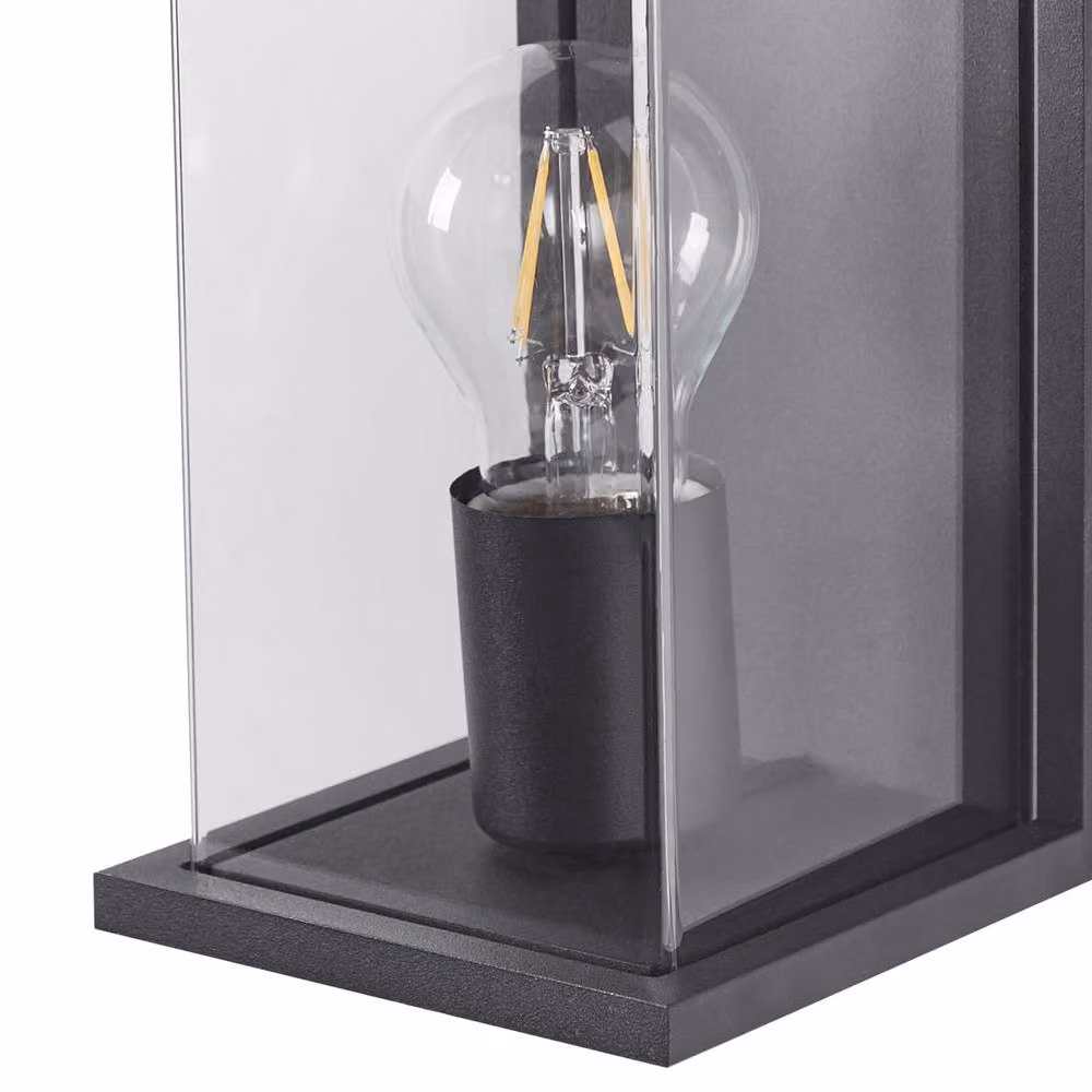 Wyld and Coco Modern Black Aluminium Outdoor Wall Light with Transparent Glass – 5